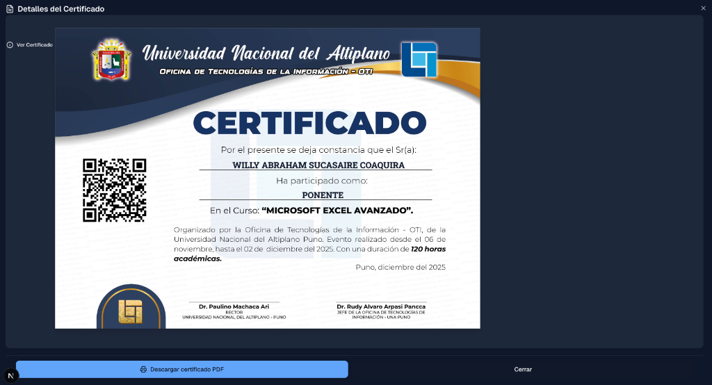 Diseño de Diploma y Certificado UNAP OTI